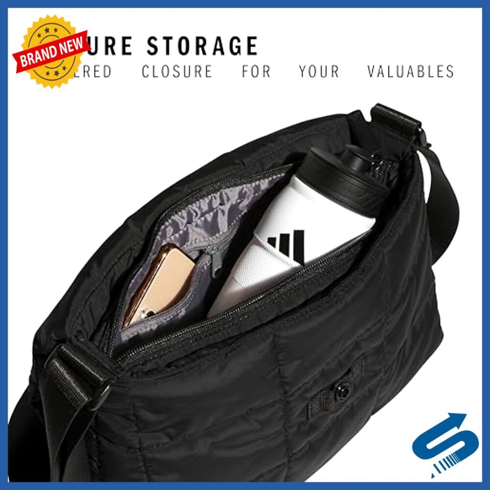 Quilted Puffer Crossbody Bag with Adjustable Strap, Zippered Compartment - Picture 5 of 7